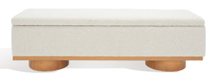 Safavieh VIANNA Boucle Bench - Modern Plush Seating with Warm Ash Wood Accents for Entryways and Living Spaces Cream / Natural SFV5049A