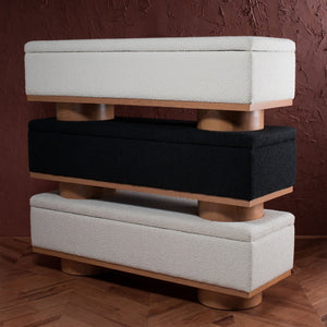 Safavieh VIANNA Boucle Bench - Modern Plush Seating with Warm Ash Wood Accents for Entryways and Living Spaces Ivory / Natural SFV5049B
