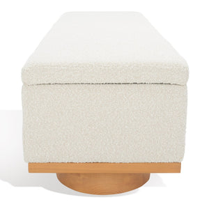 Safavieh VIANNA Boucle Bench - Modern Plush Seating with Warm Ash Wood Accents for Entryways and Living Spaces Cream / Natural SFV5049A