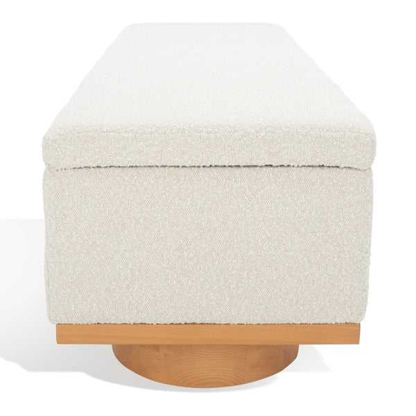 Safavieh VIANNA Boucle Bench - Modern Plush Seating with Warm Ash Wood Accents for Entryways and Living Spaces Cream / Natural SFV5049A
