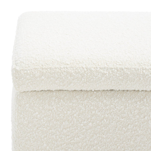 Safavieh VIANNA Boucle Bench - Modern Plush Seating with Warm Ash Wood Accents for Entryways and Living Spaces Ivory / Natural SFV5049B