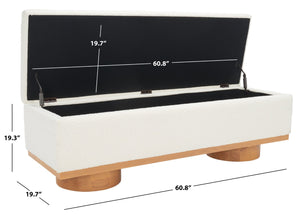 Safavieh VIANNA Boucle Bench - Modern Plush Seating with Warm Ash Wood Accents for Entryways and Living Spaces Ivory / Natural SFV5049B
