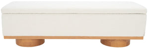 Safavieh VIANNA Boucle Bench - Modern Plush Seating with Warm Ash Wood Accents for Entryways and Living Spaces Ivory / Natural SFV5049B