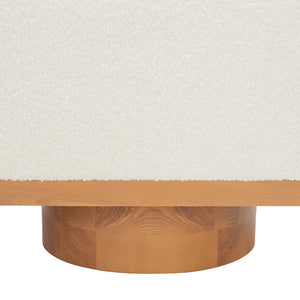 Safavieh VIANNA Boucle Bench - Modern Plush Seating with Warm Ash Wood Accents for Entryways and Living Spaces Ivory / Natural SFV5049B