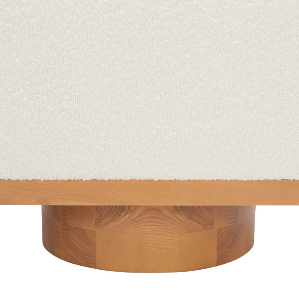 Safavieh VIANNA Boucle Bench - Modern Plush Seating with Warm Ash Wood Accents for Entryways and Living Spaces Ivory / Natural SFV5049B