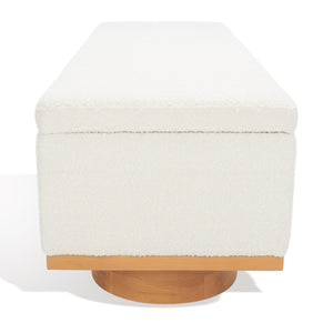 Safavieh VIANNA Boucle Bench - Modern Plush Seating with Warm Ash Wood Accents for Entryways and Living Spaces Ivory / Natural SFV5049B