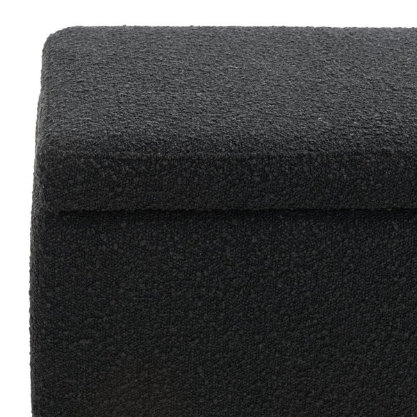 Safavieh VIANNA Boucle Bench - Modern Plush Seating with Warm Ash Wood Accents for Entryways and Living Spaces Black / Natural SFV5049C