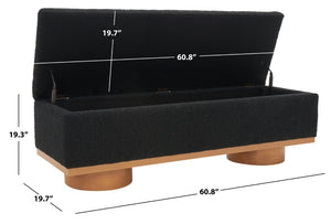 Safavieh VIANNA Boucle Bench - Modern Plush Seating with Warm Ash Wood Accents for Entryways and Living Spaces Black / Natural SFV5049C
