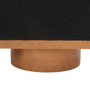 Safavieh VIANNA Boucle Bench - Modern Plush Seating with Warm Ash Wood Accents for Entryways and Living Spaces Black / Natural SFV5049C