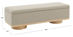 Safavieh VIANNA Boucle Bench - Modern Plush Seating with Warm Ash Wood Accents for Entryways and Living Spaces Brown / Natural SFV5049D