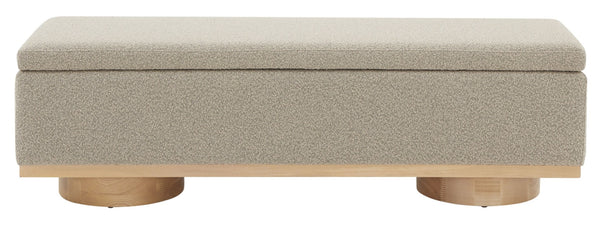 Safavieh VIANNA Boucle Bench - Modern Plush Seating with Warm Ash Wood Accents for Entryways and Living Spaces Brown / Natural SFV5049D