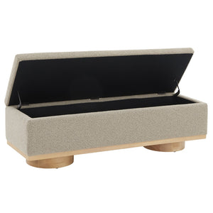 Safavieh VIANNA Boucle Bench - Modern Plush Seating with Warm Ash Wood Accents for Entryways and Living Spaces Brown / Natural SFV5049D