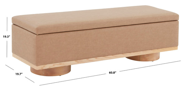 Safavieh VIANNA Boucle Bench - Modern Plush Seating with Warm Ash Wood Accents for Entryways and Living Spaces Camel / Natural SFV5049E