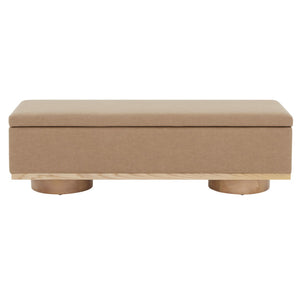 Safavieh VIANNA Boucle Bench - Modern Plush Seating with Warm Ash Wood Accents for Entryways and Living Spaces Camel / Natural SFV5049E