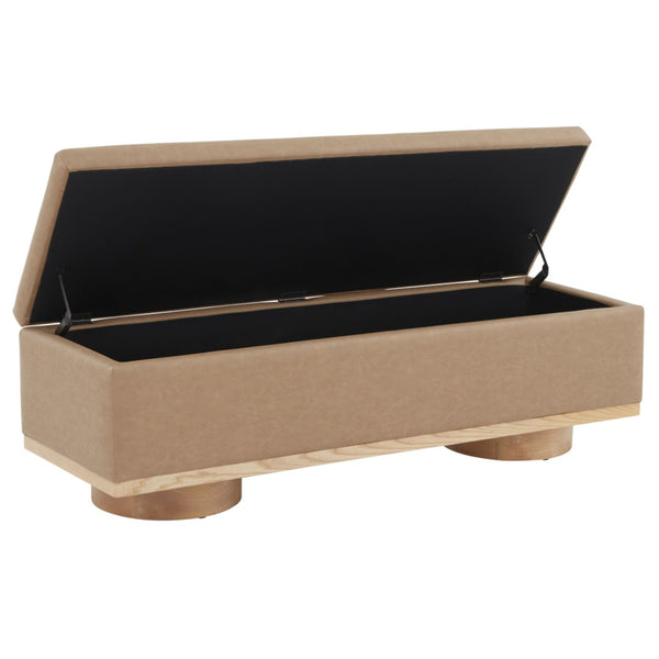 Safavieh VIANNA Boucle Bench - Modern Plush Seating with Warm Ash Wood Accents for Entryways and Living Spaces Camel / Natural SFV5049E