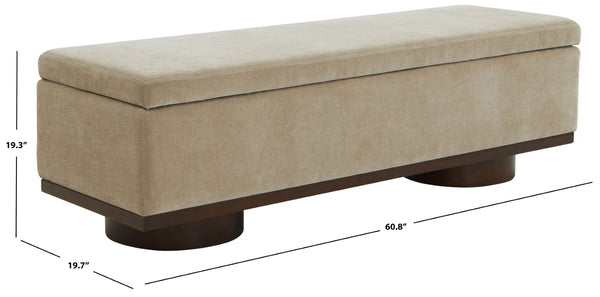 Safavieh VIANNA Boucle Bench - Modern Plush Seating with Warm Ash Wood Accents for Entryways and Living Spaces Light Brown / Walnut SFV5049F