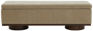 Safavieh VIANNA Boucle Bench - Modern Plush Seating with Warm Ash Wood Accents for Entryways and Living Spaces Light Brown / Walnut SFV5049F