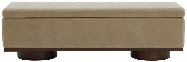 Safavieh VIANNA Boucle Bench - Modern Plush Seating with Warm Ash Wood Accents for Entryways and Living Spaces Light Brown / Walnut SFV5049F