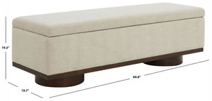 Safavieh VIANNA Boucle Bench - Modern Plush Seating with Warm Ash Wood Accents for Entryways and Living Spaces Beige / Walnut SFV5049G