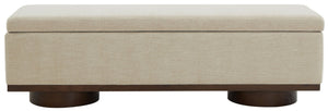 Safavieh VIANNA Boucle Bench - Modern Plush Seating with Warm Ash Wood Accents for Entryways and Living Spaces Beige / Walnut SFV5049G