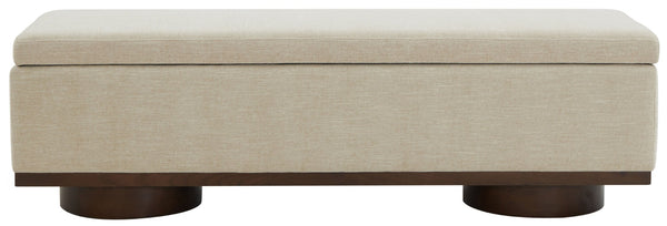 Safavieh VIANNA Boucle Bench - Modern Plush Seating with Warm Ash Wood Accents for Entryways and Living Spaces Beige / Walnut SFV5049G