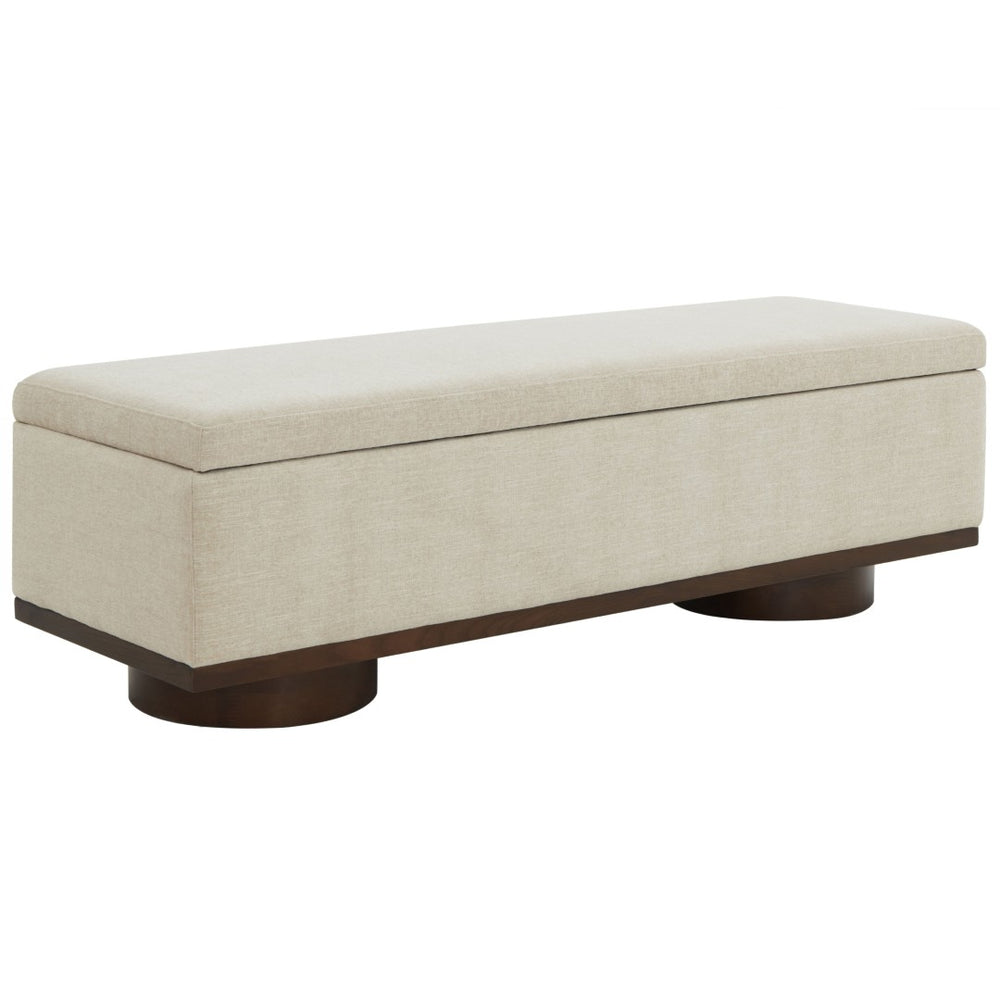 Safavieh VIANNA Boucle Bench - Modern Plush Seating with Warm Ash Wood Accents for Entryways and Living Spaces Beige / Walnut SFV5049G