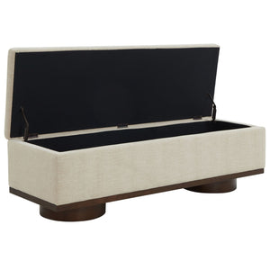 Safavieh VIANNA Boucle Bench - Modern Plush Seating with Warm Ash Wood Accents for Entryways and Living Spaces Beige / Walnut SFV5049G