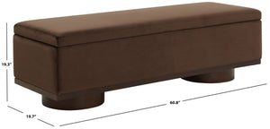 Safavieh VIANNA Boucle Bench - Modern Plush Seating with Warm Ash Wood Accents for Entryways and Living Spaces Dark Brown / Walnut SFV5049H
