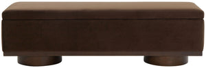 Safavieh VIANNA Boucle Bench - Modern Plush Seating with Warm Ash Wood Accents for Entryways and Living Spaces Dark Brown / Walnut SFV5049H