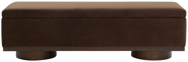 Safavieh VIANNA Boucle Bench - Modern Plush Seating with Warm Ash Wood Accents for Entryways and Living Spaces Dark Brown / Walnut SFV5049H