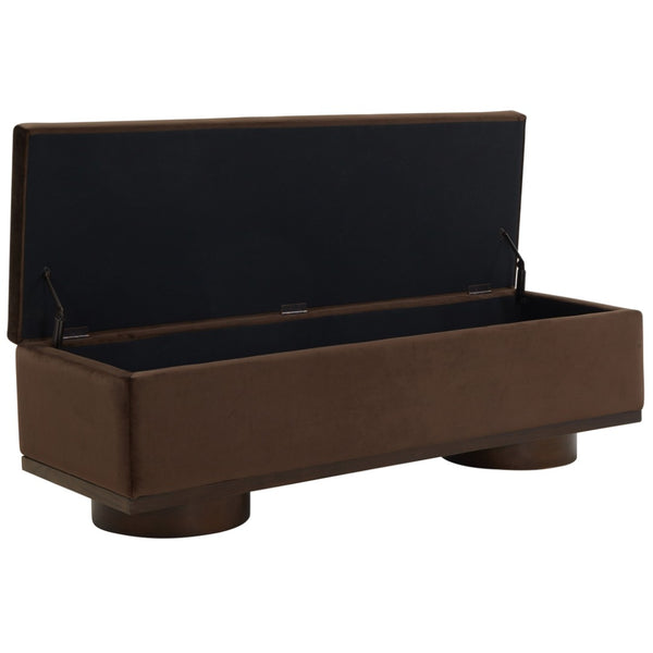 Safavieh VIANNA Boucle Bench - Modern Plush Seating with Warm Ash Wood Accents for Entryways and Living Spaces Dark Brown / Walnut SFV5049H