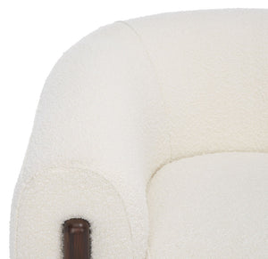 Safavieh WESTLEY Boucle Barrel Back Accent Chair in Ivory - Plush, Stylish Design for Cozy Living Spaces SFV5051A