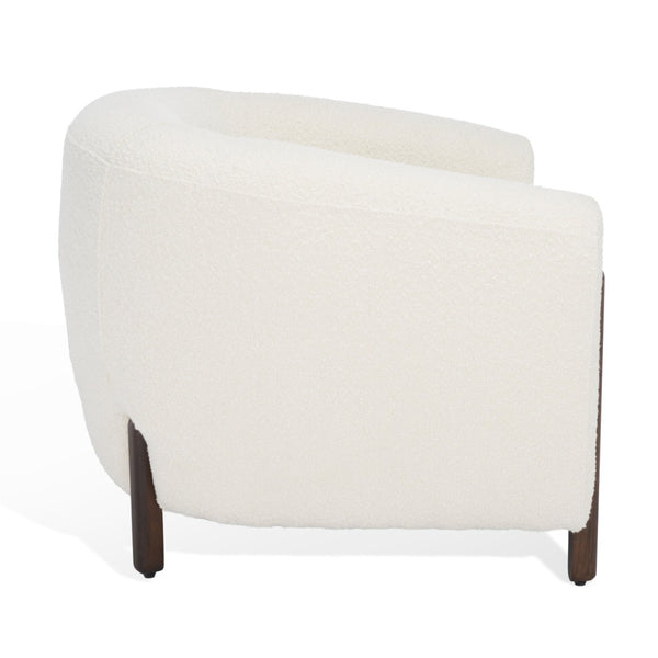 Safavieh WESTLEY Boucle Barrel Back Accent Chair in Ivory - Plush, Stylish Design for Cozy Living Spaces SFV5051A