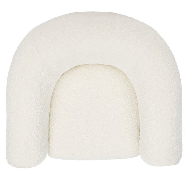 Safavieh WESTLEY Boucle Barrel Back Accent Chair in Ivory - Plush, Stylish Design for Cozy Living Spaces SFV5051A