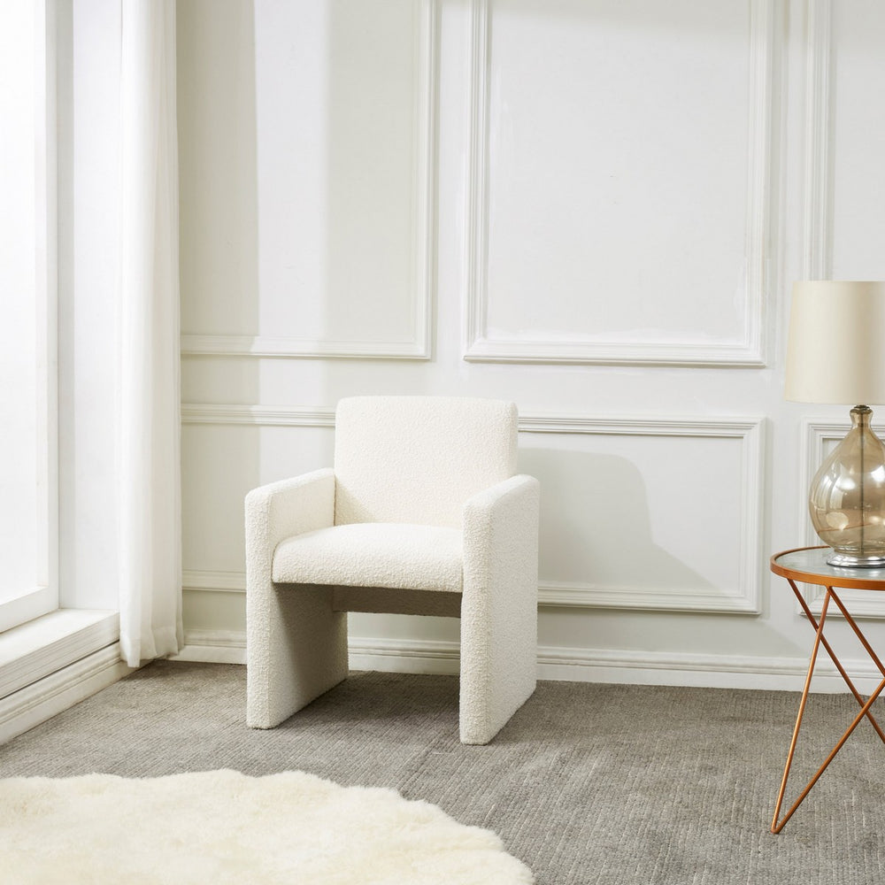 Safavieh Maisey Boucle Arm Chair Ivory Wood / Fabric / Foam SFV5053D