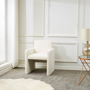 Safavieh Maisey Boucle Arm Chair Ivory Wood / Fabric / Foam SFV5053D