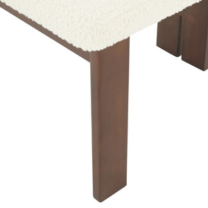 Safavieh Kat Teddy Faux Shearling Dining Chair Sculpted Back Ivory Pinewood Legs MCM SFV5062A