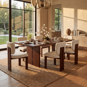 Safavieh Kat Teddy Faux Shearling Dining Chair Sculpted Back Ivory Pinewood Legs MCM SFV5062A