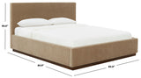 Safavieh Pippin Velvet King Bed Light Brown / Walnut SFV5063B-K-4BX