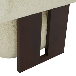 Safavieh KAMARIA Modern Accent Chair - Plush Ivory Faux Shearling & Dark Brown Pinewood Frame for Cozy Style SFV5077A