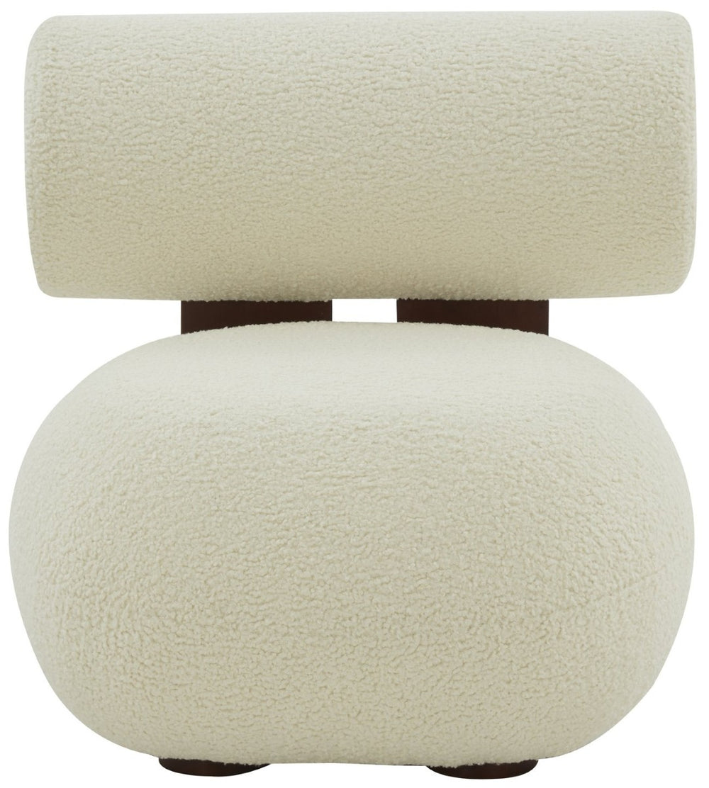 Safavieh KAMARIA Modern Accent Chair - Plush Ivory Faux Shearling & Dark Brown Pinewood Frame for Cozy Style SFV5077A