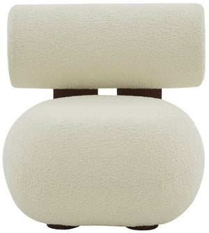 Safavieh KAMARIA Modern Accent Chair - Plush Ivory Faux Shearling & Dark Brown Pinewood Frame for Cozy Style SFV5077A