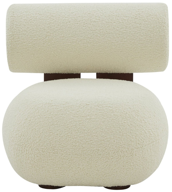 Safavieh KAMARIA Modern Accent Chair - Plush Ivory Faux Shearling & Dark Brown Pinewood Frame for Cozy Style SFV5077A