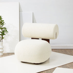 Safavieh KAMARIA Modern Accent Chair - Plush Ivory Faux Shearling & Dark Brown Pinewood Frame for Cozy Style SFV5077A