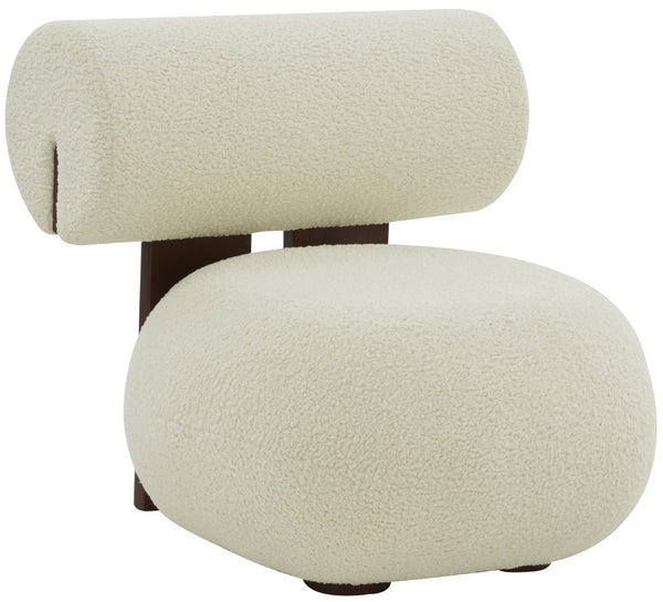 Safavieh KAMARIA Modern Accent Chair - Plush Ivory Faux Shearling & Dark Brown Pinewood Frame for Cozy Style SFV5077A