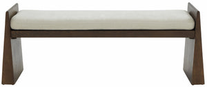 Safavieh BLANCHETTE Velvet-Cushioned Wood Bench - Cream & Walnut Finish for Timeless Elegance & Comfort SFV5078A