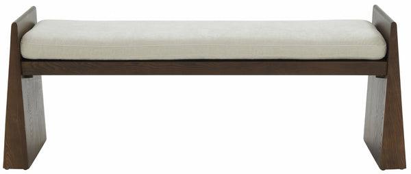 Safavieh BLANCHETTE Velvet-Cushioned Wood Bench - Cream & Walnut Finish for Timeless Elegance & Comfort SFV5078A