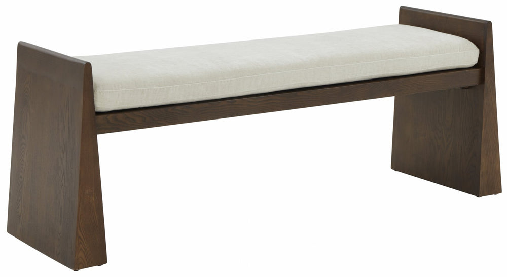 Safavieh BLANCHETTE Velvet-Cushioned Wood Bench - Cream & Walnut Finish for Timeless Elegance & Comfort SFV5078A