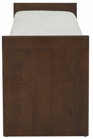 Safavieh BLANCHETTE Velvet-Cushioned Wood Bench - Cream & Walnut Finish for Timeless Elegance & Comfort SFV5078A