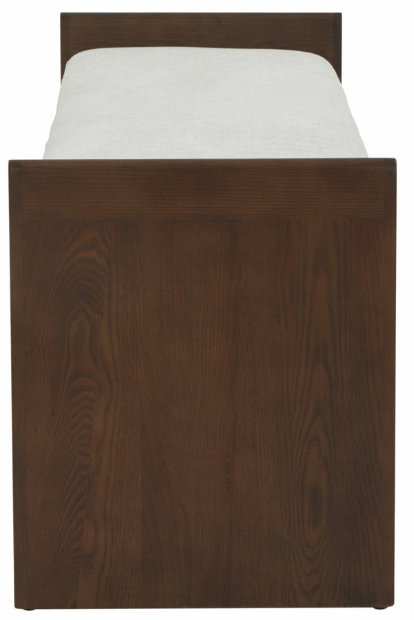 Safavieh BLANCHETTE Velvet-Cushioned Wood Bench - Cream & Walnut Finish for Timeless Elegance & Comfort SFV5078A